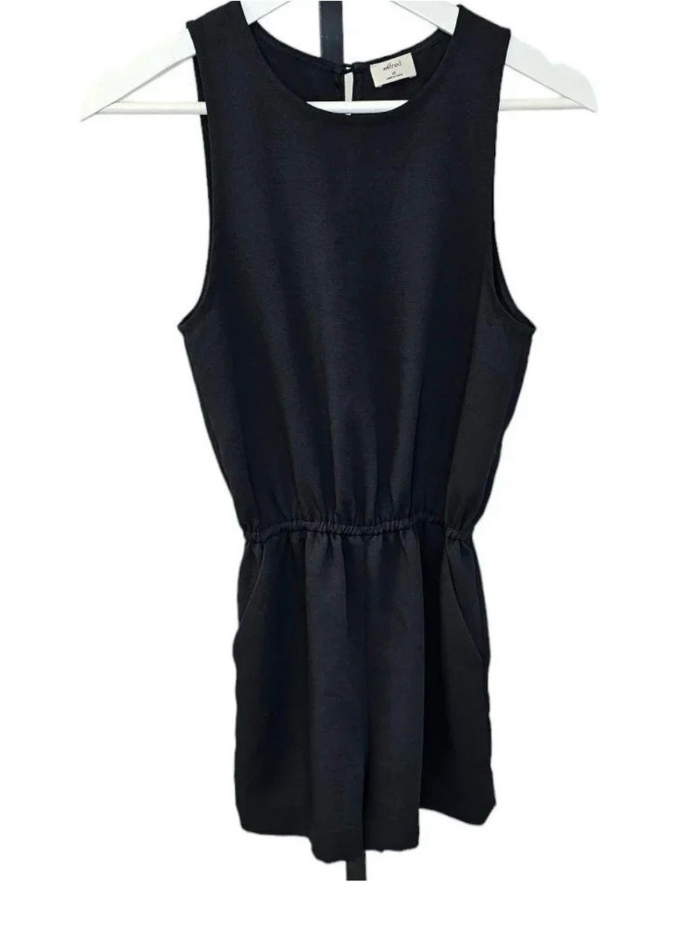 Wilfred Black Sleeveless Romper with Elastic Waist